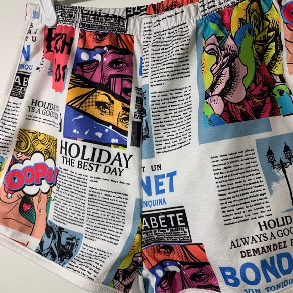 🍒5/$20🍒 Shein Pop Art Comic Print Dolphin Shorts #2 - Picture 2 of 5